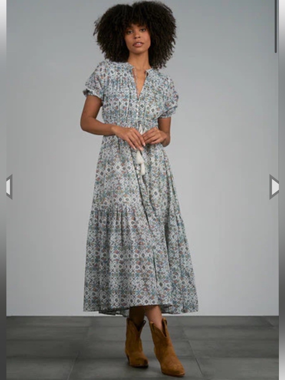 Elan Leaf Kaleidoscope Print Boho Midi Dress size Medium